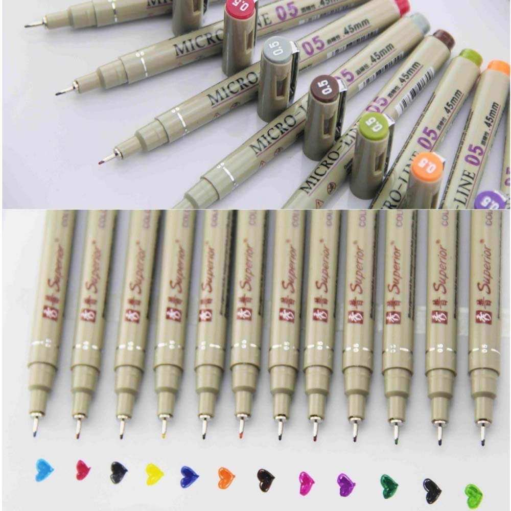 Panel Line Marker - 12 Colors Porous-Point Pens Drawing Design