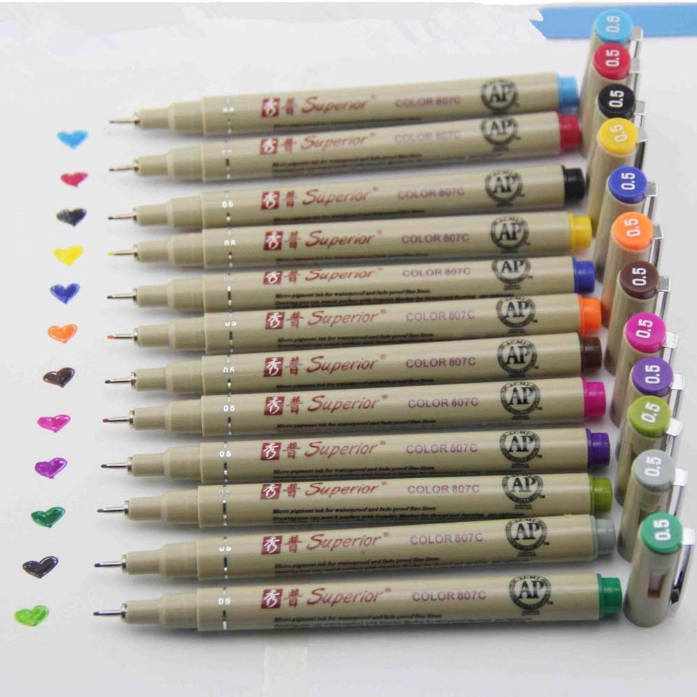12 Colors Porous-Point Pens Dr - Panel Line Marker 评论和价格