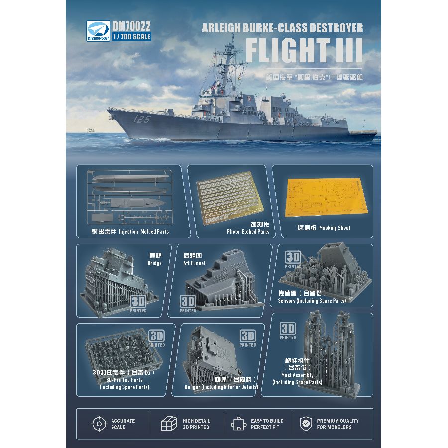 DM70022 DREAM 1/700 USA Navy A - Model Kit Destroyer 评论和价格